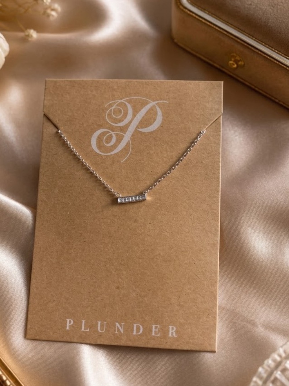 NWT Plunder Silver Diamond Bar Necklace